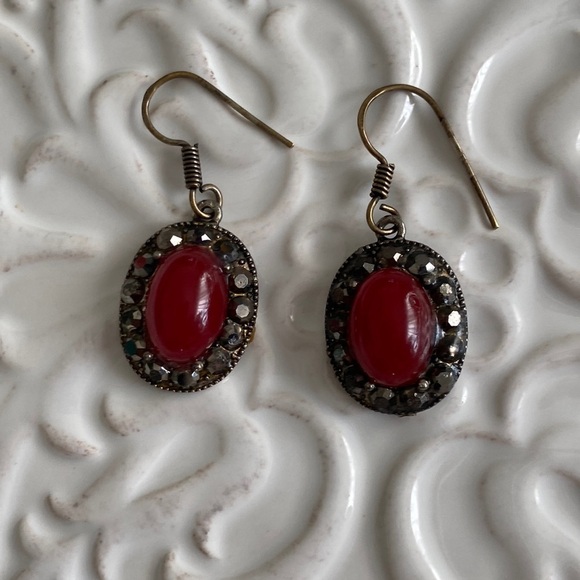 Red Holiday Sterling Silver Earrings with Austrian Shimmer Crystals Christmas - Picture 13 of 16
